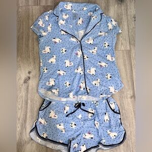 Jane and Bleecker Blue Dog Print Pajama Set